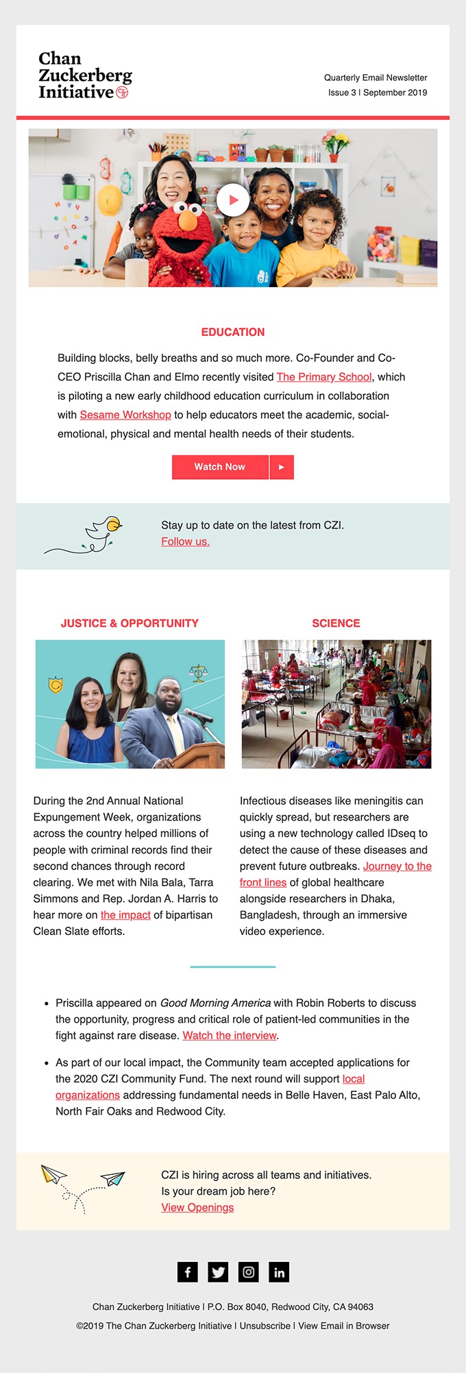 Chan Zuckerberg Initiative newsletter