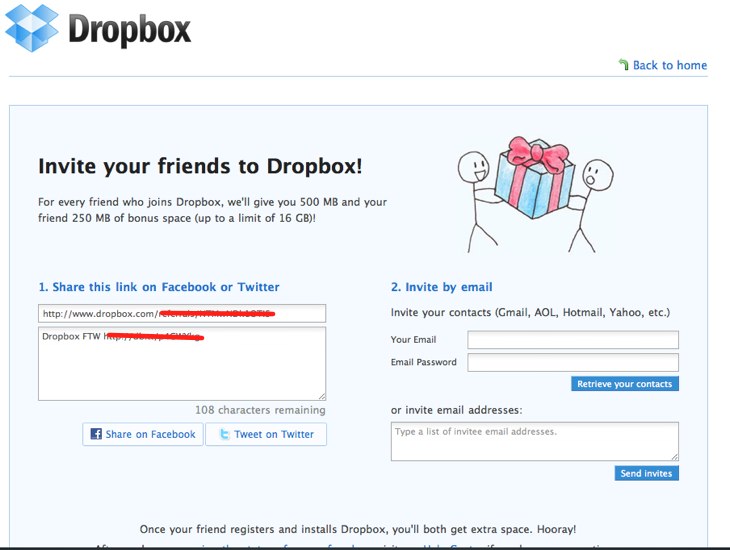 Dropbox Referral email