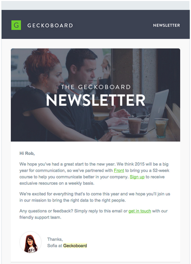 Example of email marketing personalization