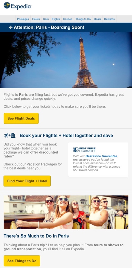 Expedia Nurturing Email