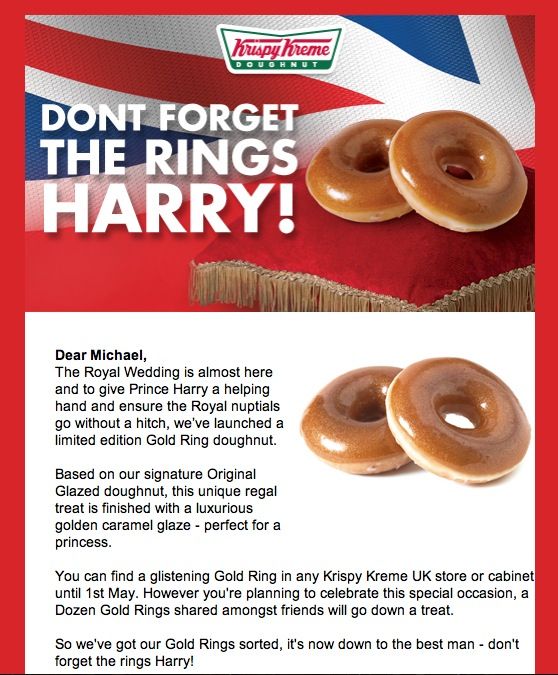 Krispy Kreme Royal Wedding email