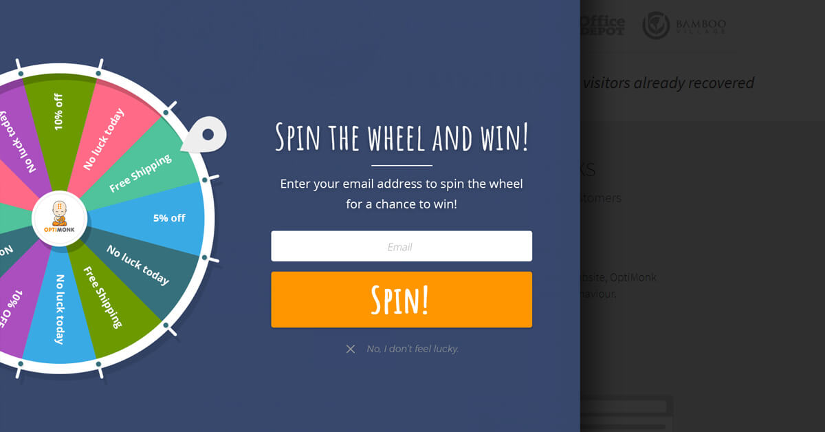 Spin the wheel and win NL pop-up