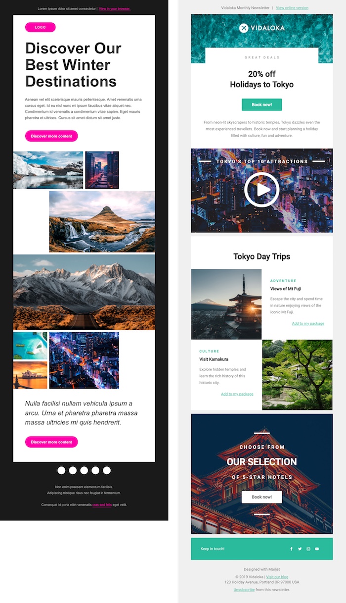 Mailjet's travel & tourism email templates