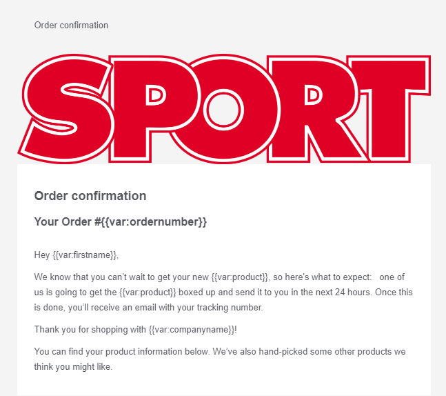 order confirmation - first part