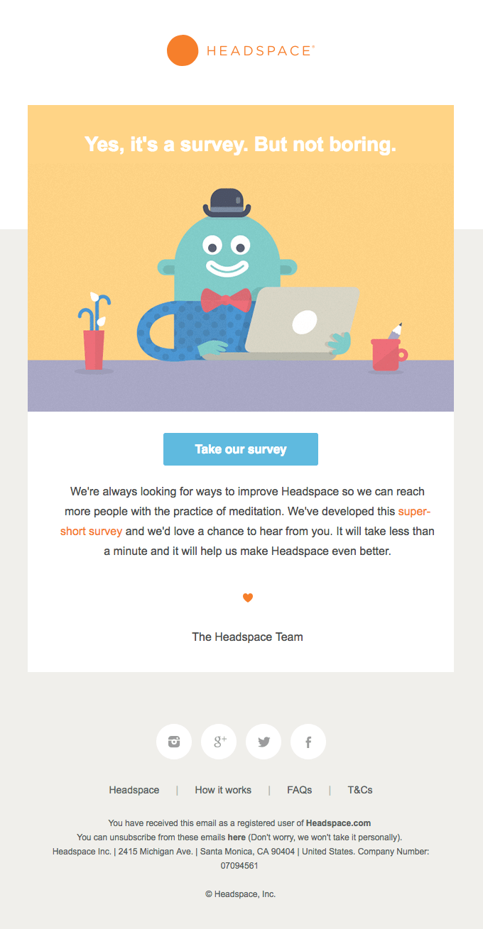 Headspace Survey Email