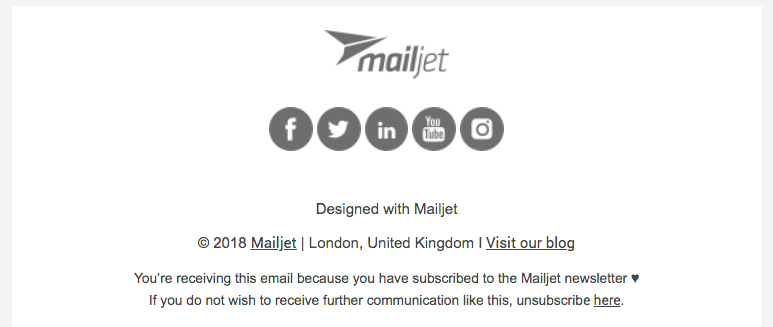 Mailjet's unsubscribe link in our emails