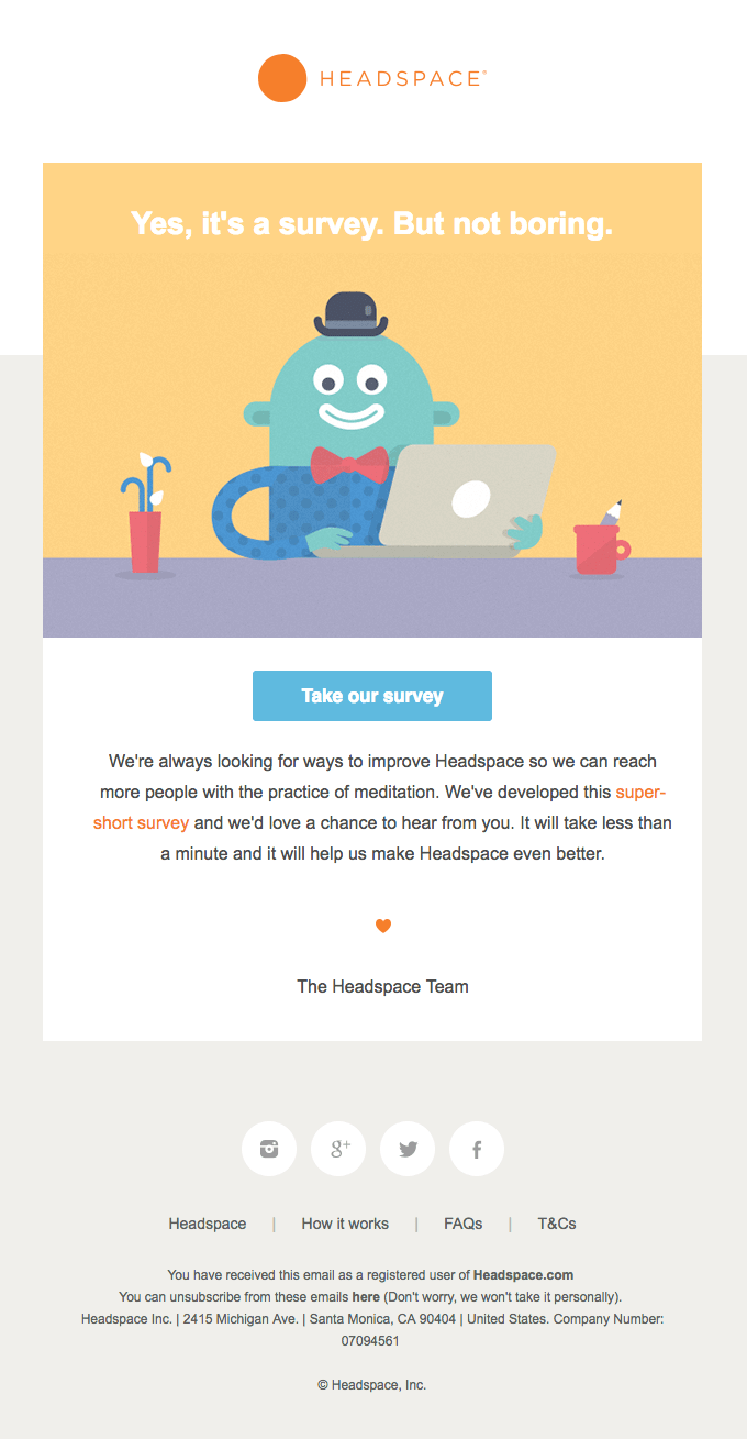 Headspace feedback email marketing best practices